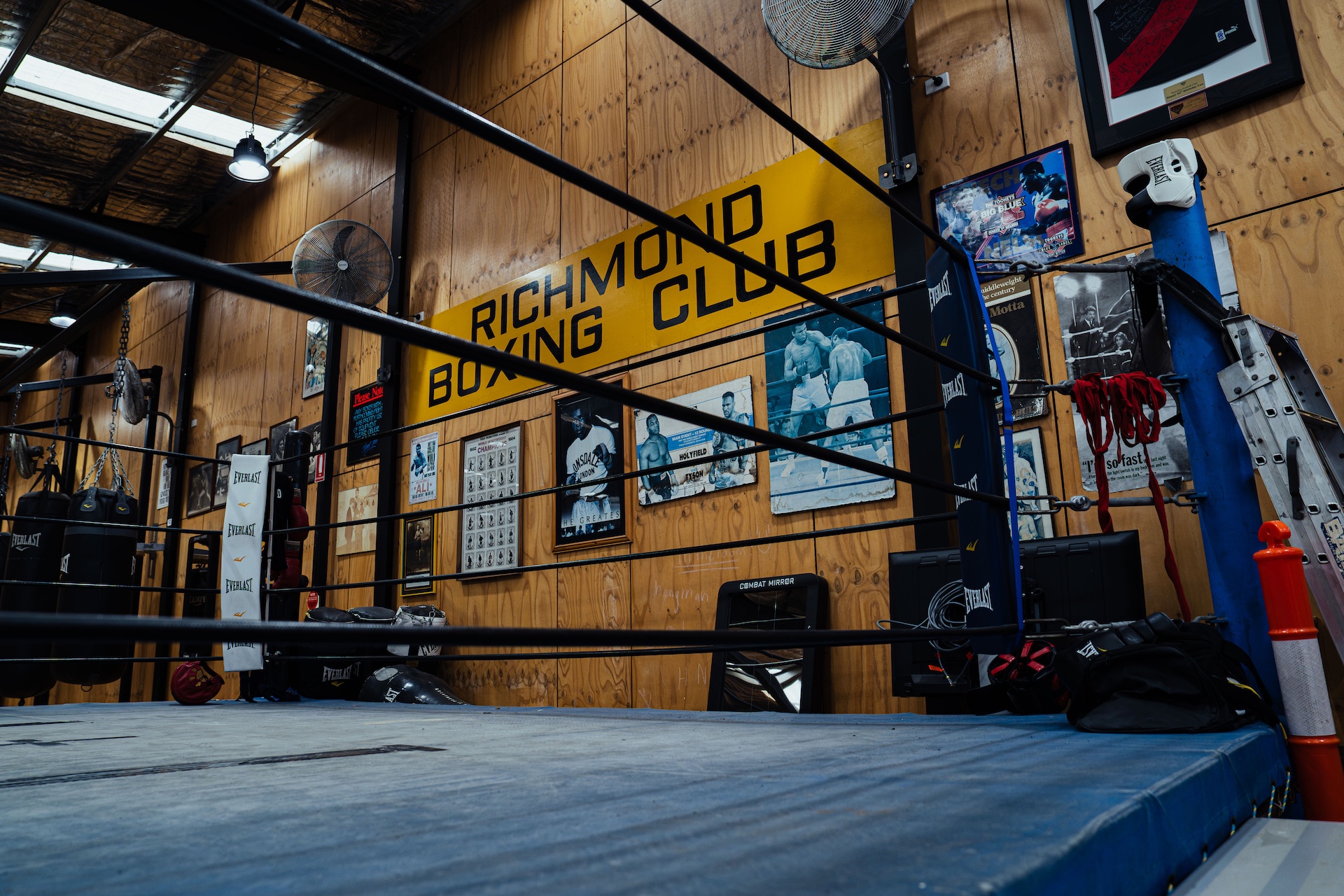 View from inside the ring toward the Richmond Boxing Club sign